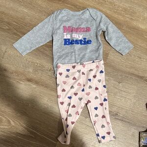 Gray and Pink Baby Outfit with Heart Print